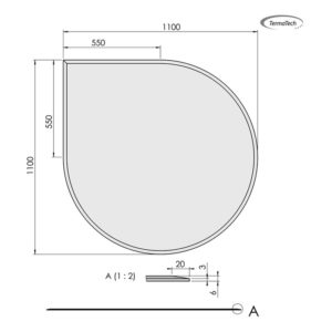 30-311 Glasgulvplade dråbe facet 6 mm