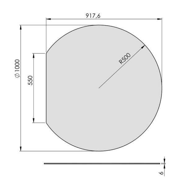 Glasgulvplade afskåret cirkel