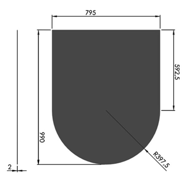 Stålgulvplade Halvcirkel Sort 80x100