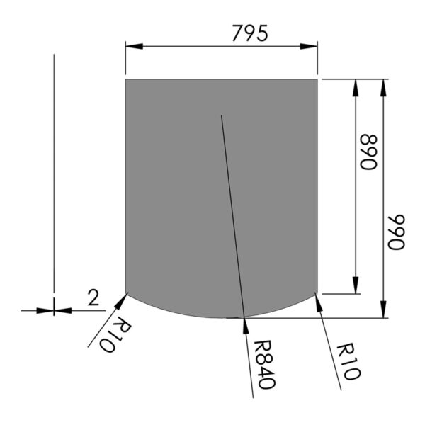 Stålgulvplade Flad Bue Grå 80x100