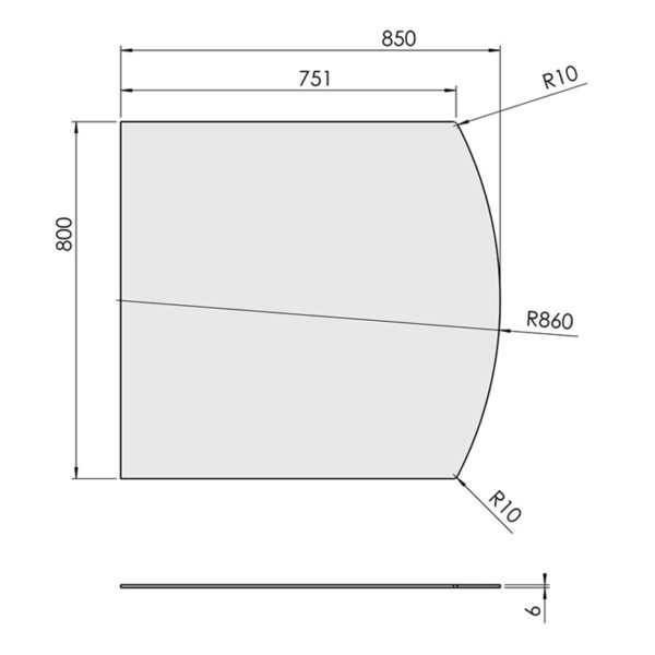 Glasgulvplade Flad bue 80x85