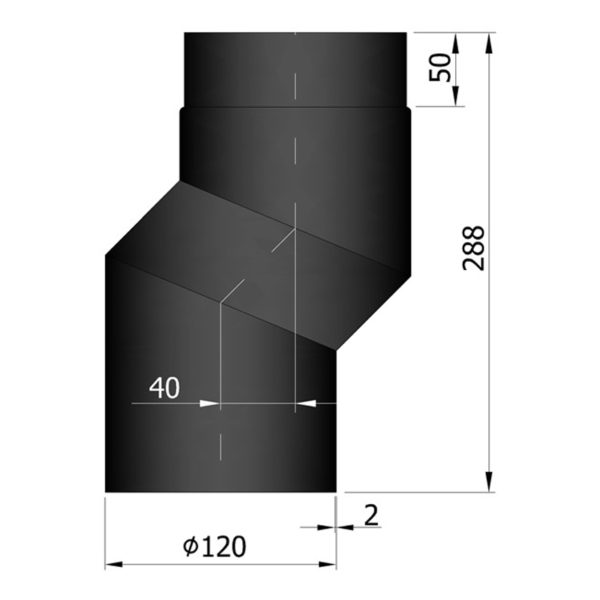 røgrør ø120 bøjning s forskyder 40 mm