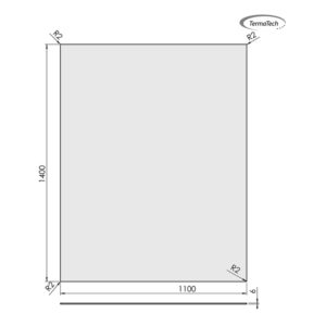 glasgulvplade firkant afrundede hjørner 140x110 cm