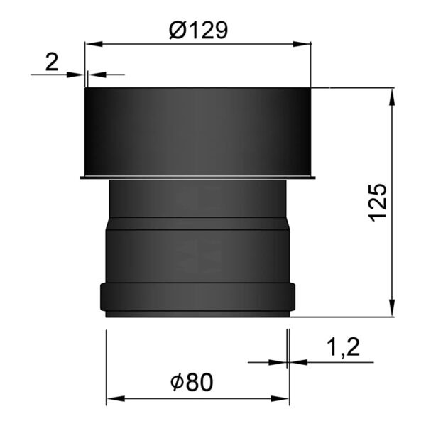 Kobling eller reduktion Ø80/130 mm